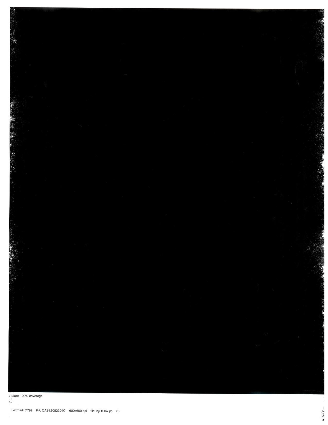 White void (cold offset) on a solid black at the edge of the page